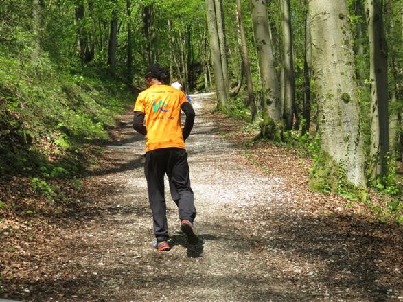 Jogging reverse downhill