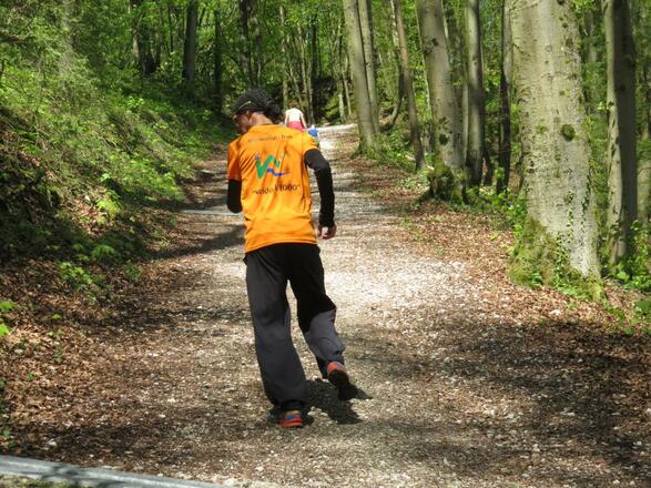 Jogging reverse downhill