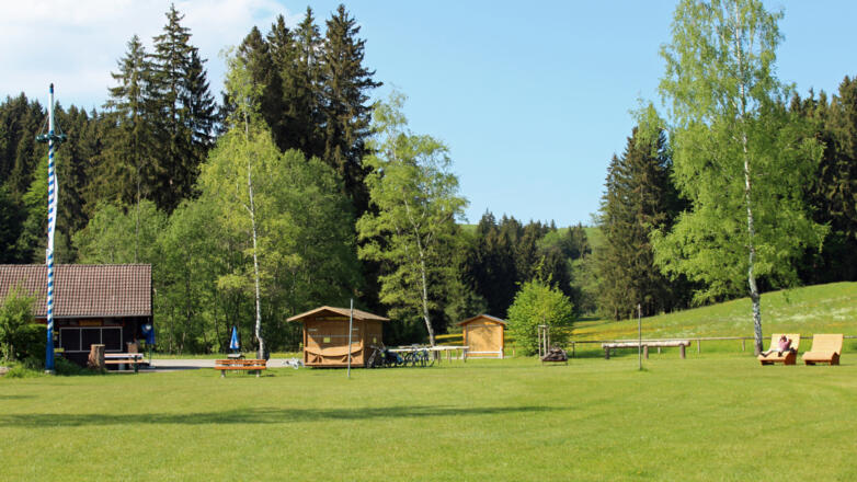 Faulenseehütte im Sommer, Rieden am Forggensee