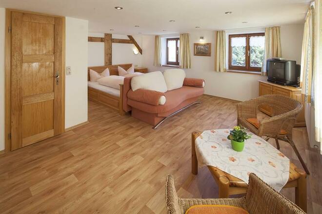 Ferienwohnung Grünten Wohn- Schlafzimmer