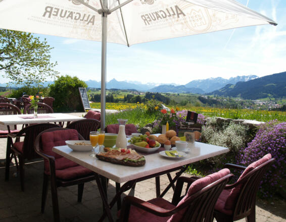 Terrasse des Almcafés Schnakenhöhe