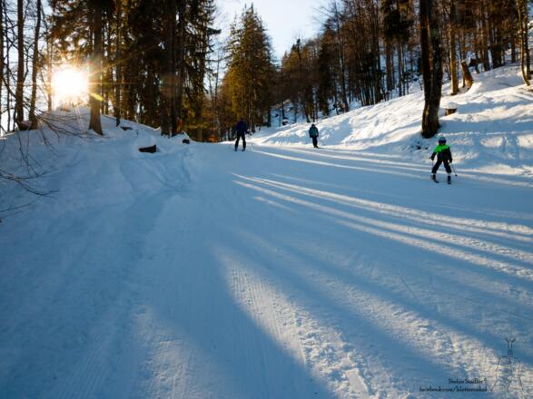 ganz oben macht die Piste einen Knick nach links...