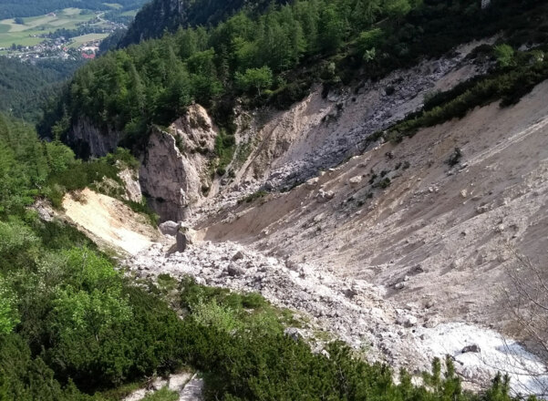 Der Oberlauf des Wappbaches in einer Geröllhalde