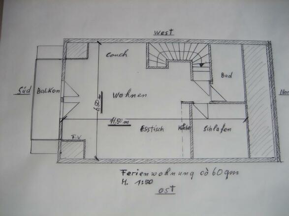 60 m² Grundriss der Wohnung