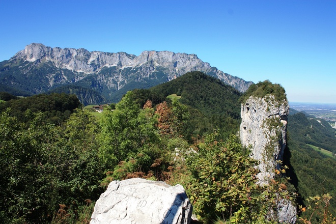 Aussicht auf den Großen Barmstein und den Untersberg