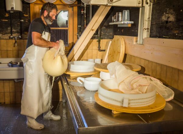 Bergkäse-Herstellung auf der Sennalpe Ornach