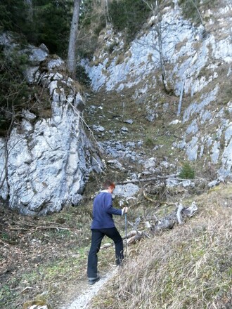 Abzweigung vom Göllsteig in die Grasrinne