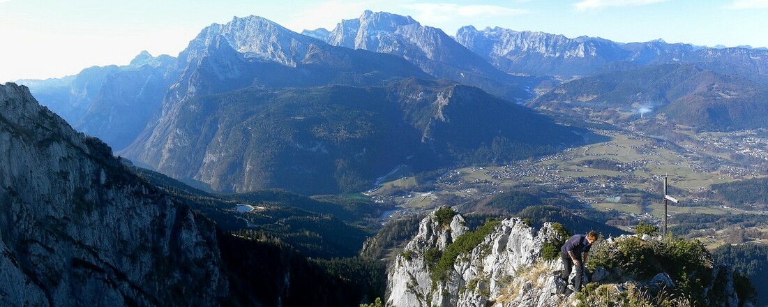 Gipfelblick zu Watzmann, Hochkalter und Reiteralpe