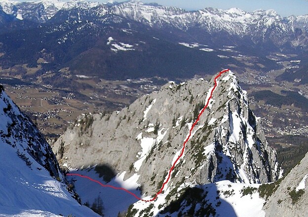 Blick zum Dürreckberg  während unserer Skitour auf das Hohe Brett