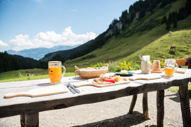 Die Alpe Schönberg im Schönbergtal bei Obermaiselstein beherbergt nicht nur Rinder sondern auch Esel