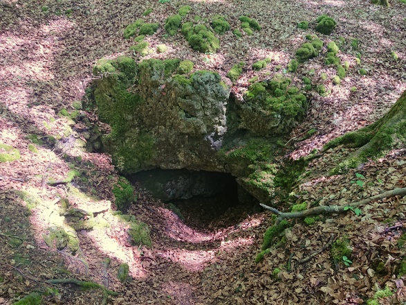 Der unscheinbare Eingang in die Kirchenweghöhle