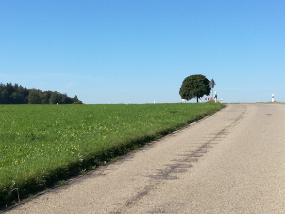 Steile Straße Richtung Stephansried