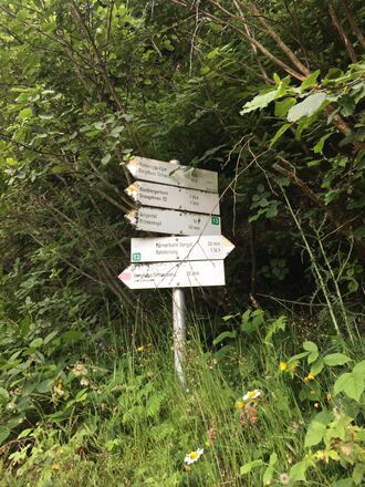 Wegweiser Richtung Berghaus Schwaben 