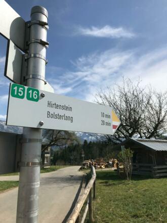 Wegweiser Richtung Hirtenstein, Bolsterlang