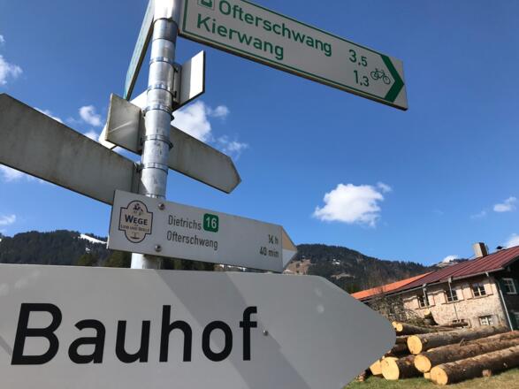 Wegweiser Richtung Dietrichs und Ofterschwang
