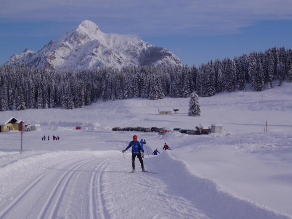 Lienbachloipe auf der Postalm mit Blick auf den Rinnkogel