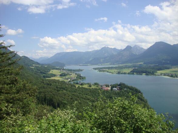 Blick von der Falkensteinwand am St. Wolfgang/Abersee
