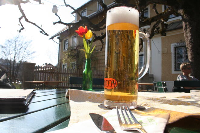 Rast im Biergarten in Obertrum am See