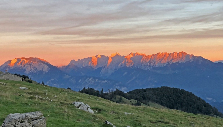 Abendrot am Kaisergebirge - Blick von Himmelmoos Brünnstein