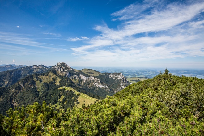 Vom Hochplattengipfel Blick auf die Kampenwand
