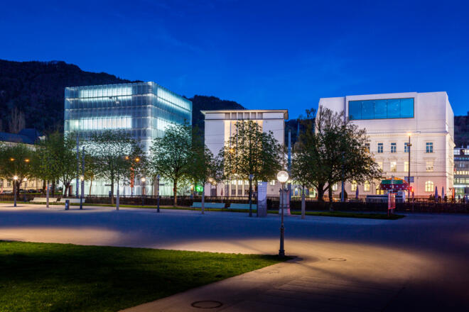 KUB, Landestheater und vorarlberg museum, Bregenzer Kulturmeile