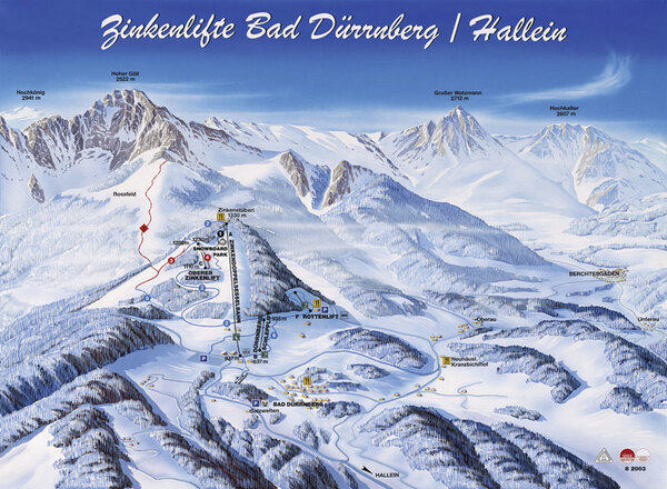 Pistenplan des Skigebiets Zinken am Dürrnberg