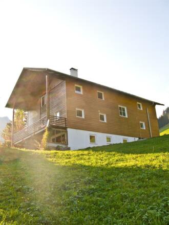 Hausansicht von der Seite Sommer
