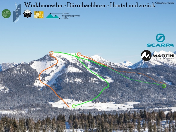 Übersichtsbild Skitour von der Winkelmoosalm übers Dürrnbachhorn ins Heutal - Top