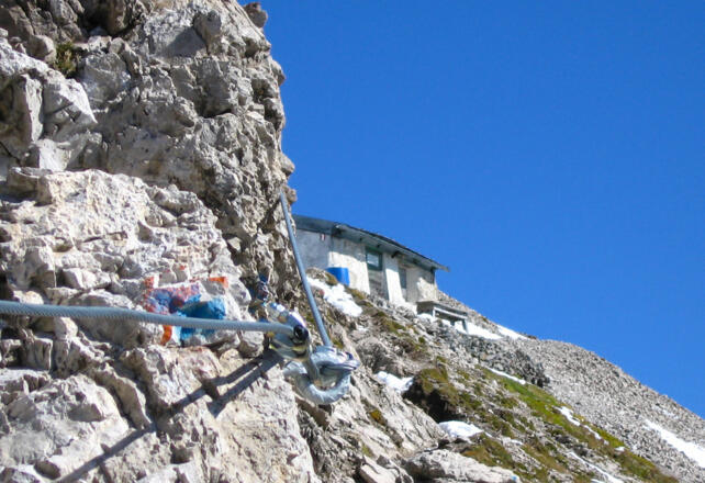 Spitzkofel-Klettersteig (B) vorbei an der Linder-Hütte (Biwakschachtel) zum Gipfel des Spitzkofel in den Lienzer Dolomiten