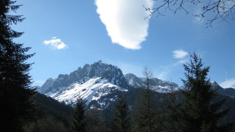 Blich von Gainfeldbach hoch zum Hochkönig