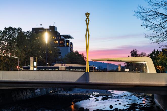Sägerbrücke Dornbirner Ach abends