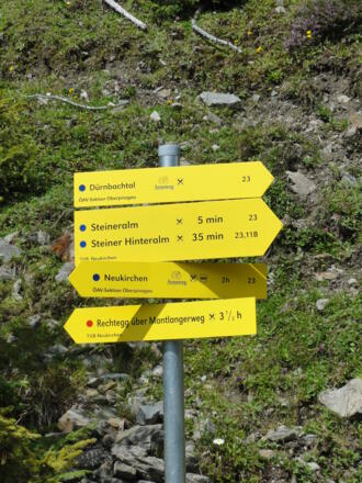 Wegweiser kurz vor der Steineralm