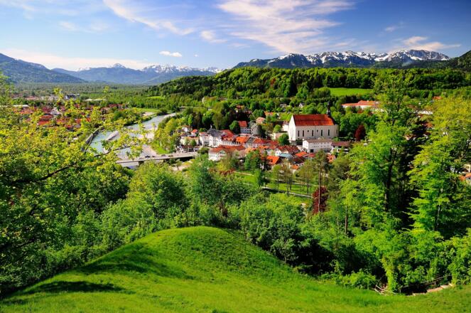 Blick von Kalvarienberg über Bad Tölz