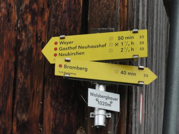 Wegweiser beim Walsbergbauer