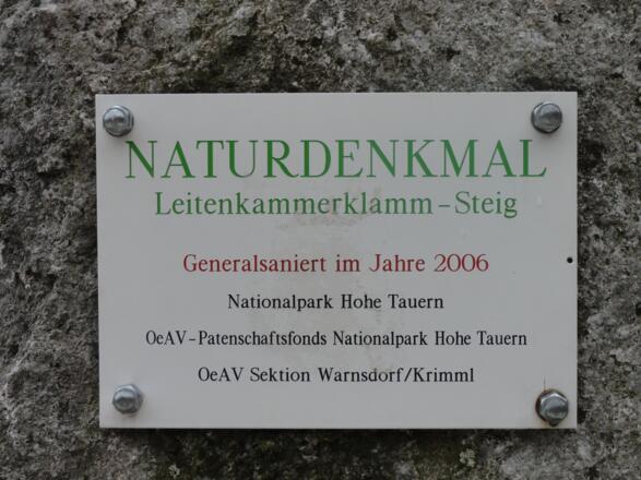 Leitenkammerklamm - Tafel