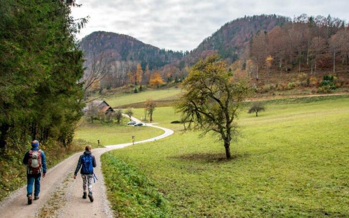 kurz vor dem Ausgangspunkt mit Blick auf den Parkplatz
