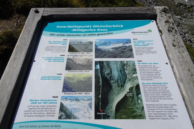 Schautafel Gletschermoräne auf dem Weg zur Zittauer Hütte