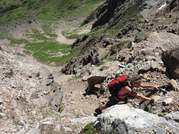 Kletterpassage vor dem Gipfel des Gr. Rettenstein