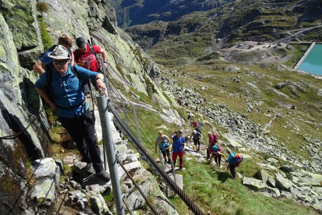 Aufstieg über den Hans-Gruber Weg - kurzes Stück mit Seilen und Leitern