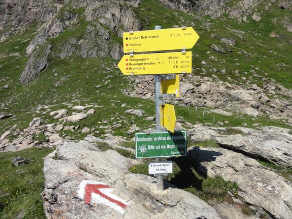 Wegweiser Schöntaljoch