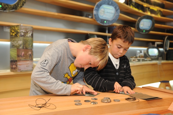 Steine schleifen in der Ausstellung