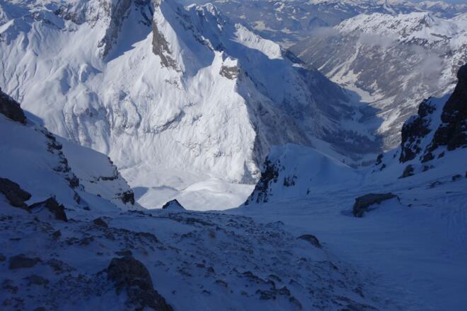 Blick von der Wildenfeldscharte hinunter zur Wildenfeldhütte