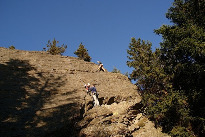 Kletterer am Gipfelfelsen