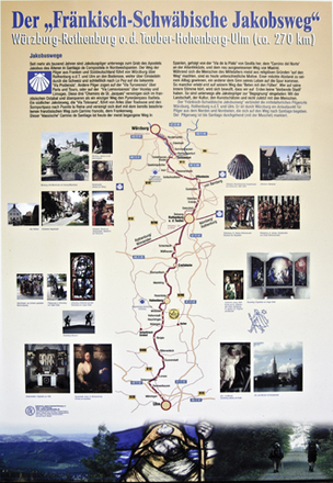 Würzburg - Orientierungstafel vor der Schottenangerkirche