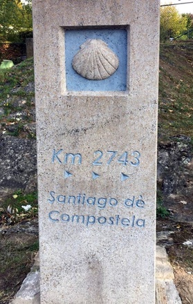Randersacker - Kilometerstein nach Santiago de Compostela
