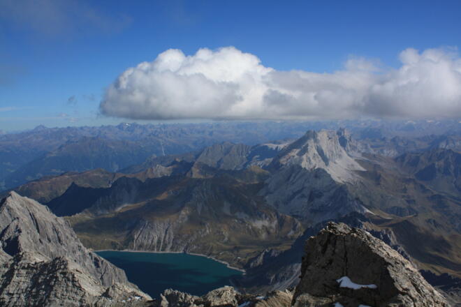 Gipfelaussicht in Richtung Lünersee