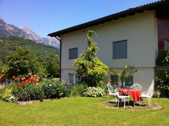 Blick vom Gartenauf die Berge