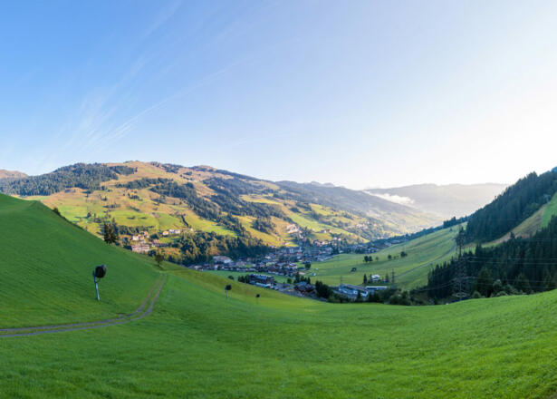 Aussicht ins Tal vom Perfeldhof aus
