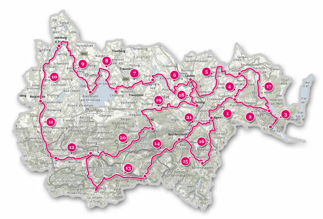 Mozart-Radweg Etappenübersicht