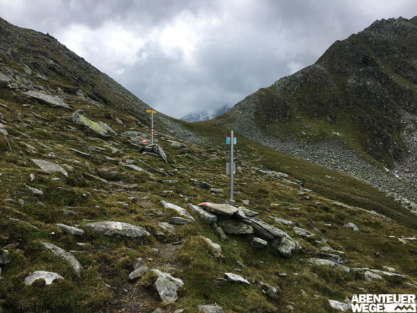 7.50 km - Wegweiser kurz vor der "Miesbichlscharte".